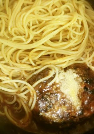 洋風煮込みハンバーグ　スパゲッティ添え-レシピのメイン写真