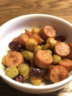 豆とウインナーのカレー炒め-レシピのメイン写真