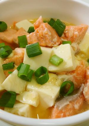 漢方医お勧め薬膳！三文魚豆腐蒸蛋-レシピのメイン写真