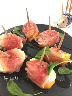 柿とモッツァレラチーズの生ハム巻き-レシピのメイン写真