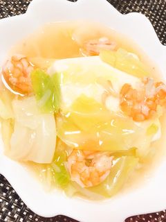 簡単!エビとキャベツのあんかけ豆腐♪-レシピのメイン写真