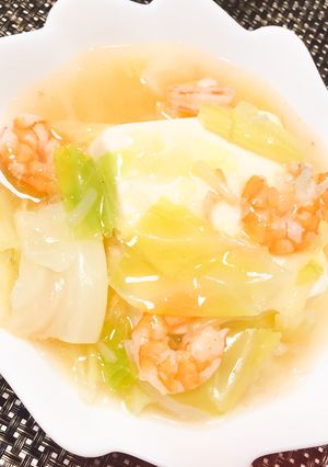 簡単！エビとキャベツのあんかけ豆腐♪-レシピのメイン写真