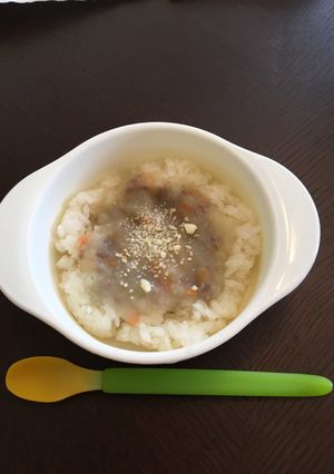 離乳食10ヵ月:牛ミンチと野菜のせご飯-レシピのメイン写真