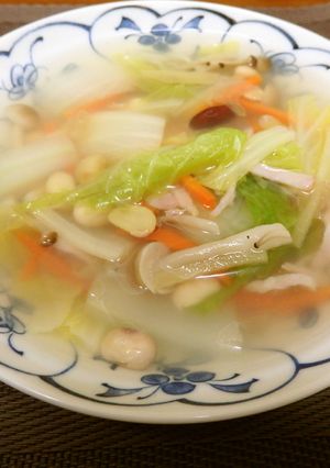 煮込むだけ！白菜と大豆の温かスープ-レシピのメイン写真