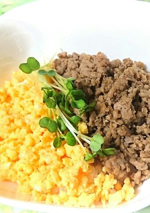 簡単10分☆和食朝食ランチ弁当そぼろ丼♪-レシピのメイン写真
