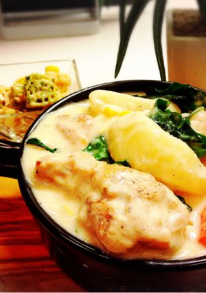骨つき肉とほうれん草のクリームシチュー♡-レシピのメイン写真
