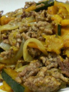 ■かぼちゃとひき肉のしょうが風味炒め■-レシピのメイン写真
