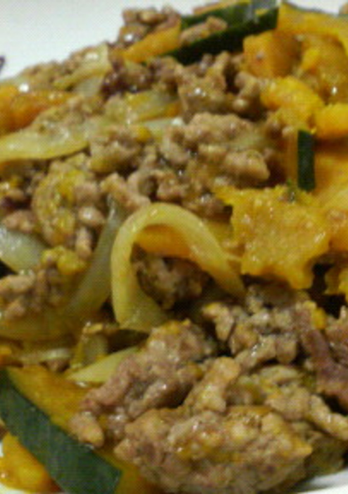 ■かぼちゃとひき肉のしょうが風味炒め■-レシピのメイン写真