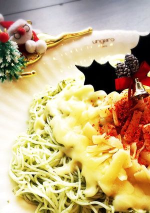 素麺でクリスマス！簡単チーズバジル麺-レシピのメイン写真