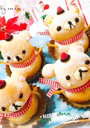 HBで♪リラックマの雪だるまパン♡-レシピのメイン写真