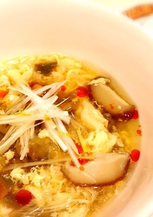 簡単♡ザーサイと白髪葱のふわ卵中華スープ-レシピのメイン写真