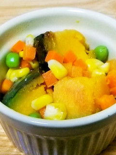 【簡単】南瓜とミックスベジタブルの洋風煮-レシピのメイン写真