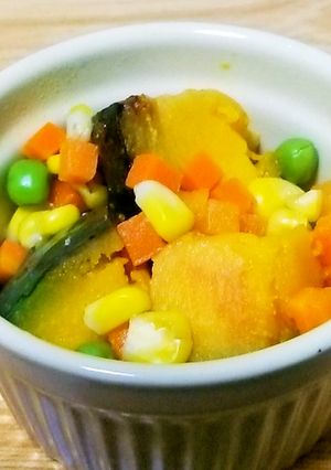 【簡単】南瓜とミックスベジタブルの洋風煮-レシピのメイン写真