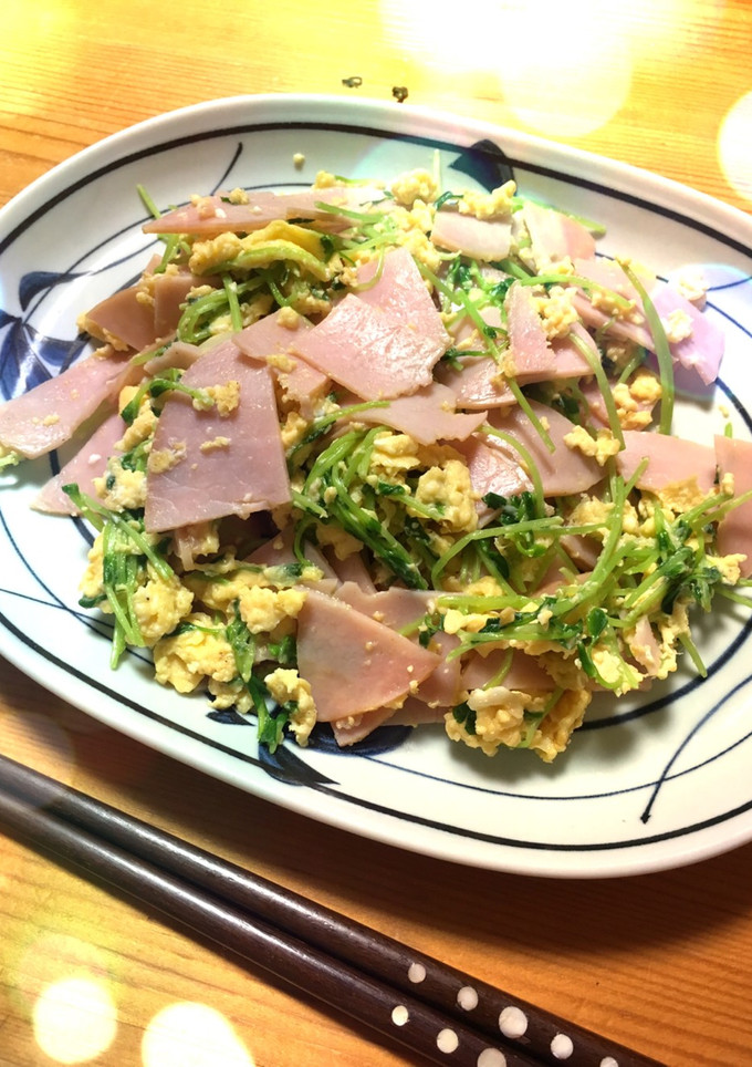 豆苗とハムのサッと炒め-レシピのメイン写真