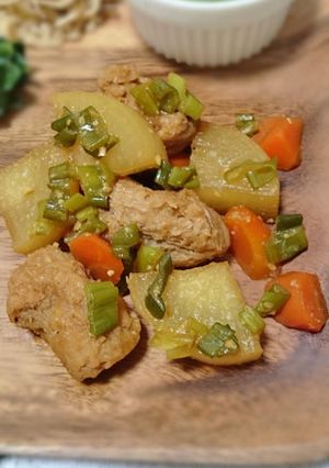 大根と大豆ミートのネギ味噌煮-レシピのメイン写真