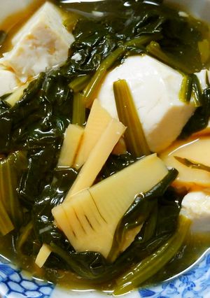 簡単♪豆腐とほうれん草と筍の和風餡掛け煮-レシピのメイン写真