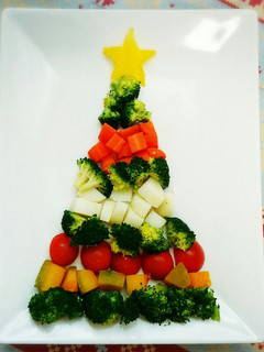 クリスマス温野菜ツリーサラダ-レシピのメイン写真