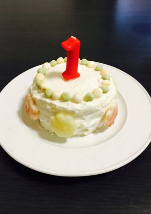 優しい色合い ベビーダノンで一歳のケーキ-レシピのメイン写真