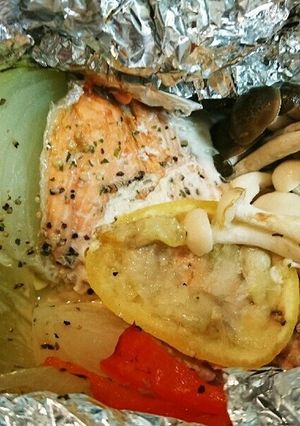 鮭の柚子のせホイル焼き-レシピのメイン写真