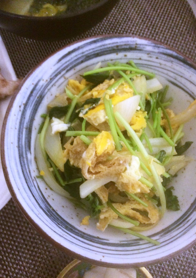 油揚げと玉ねぎと卵のポン酢＆麵つゆ炒め-レシピのメイン写真