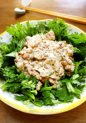 冬☆春菊と納豆と鯖缶のサラダ-レシピのメイン写真