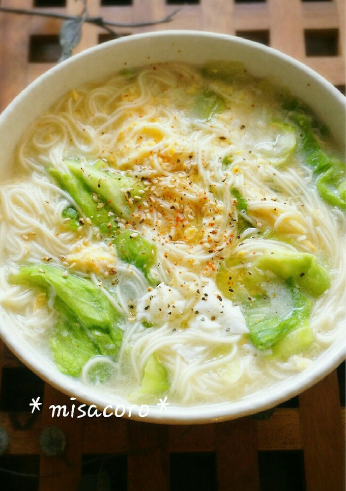 m５分で完成！卵とレタスのにゅうめん-レシピのメイン写真