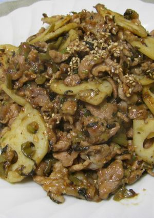 高菜とれんこん入りピリカラ肉味噌-レシピのメイン写真