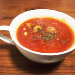 รูปของ マカロニ入り食べるトマトスープ☆