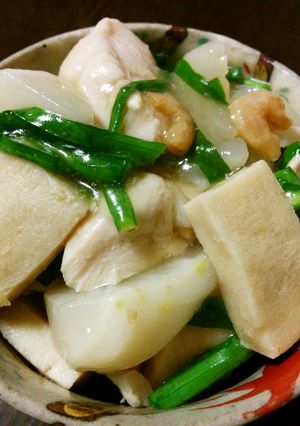 ささみと高野豆腐と蕪と韮の中華丼-レシピのメイン写真