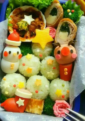 クリスマスキャラ弁 ツリーおにぎり弁当♡-レシピのメイン写真