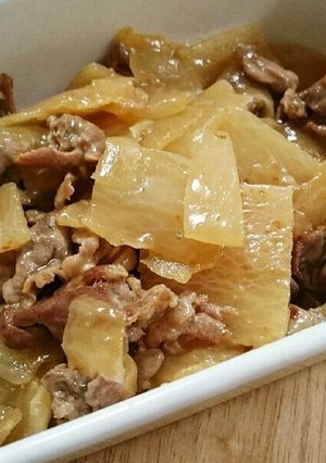 簡単！時短！ひらひら大根と豚肉炒め-レシピのメイン写真