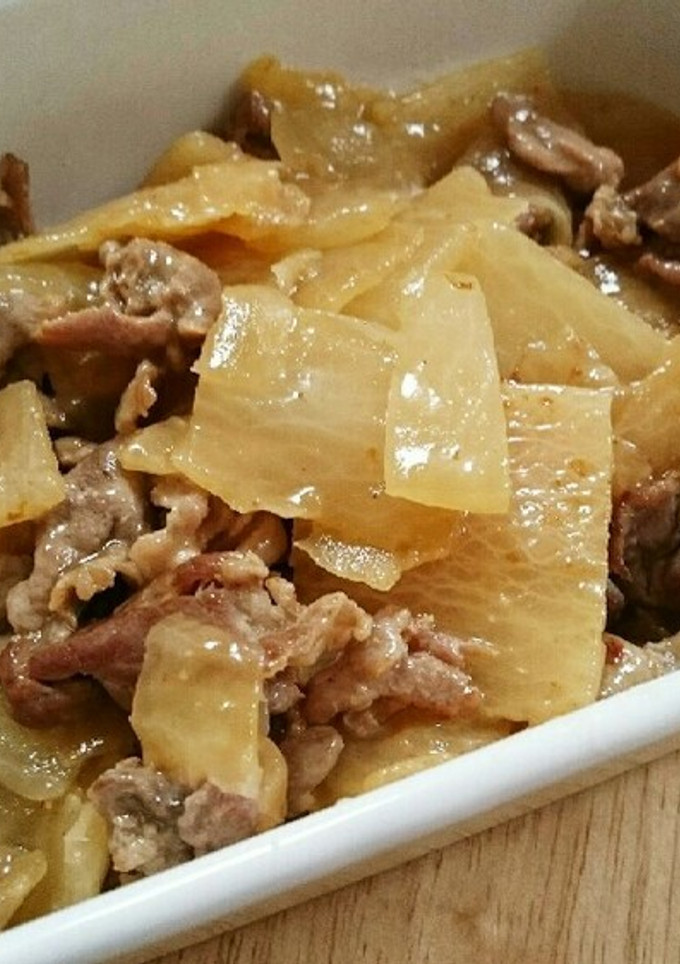簡単！時短！ひらひら大根と豚肉炒め-レシピのメイン写真