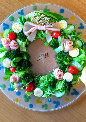 X'mas☆子供も喜ぶ簡単リースサラダ-レシピのメイン写真
