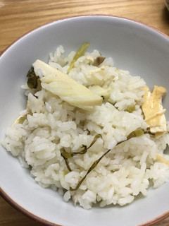 野沢菜・たけのこ・舞茸の炊き込みごはん-レシピのメイン写真