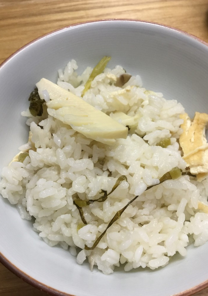 野沢菜・たけのこ・舞茸の炊き込みごはん-レシピのメイン写真