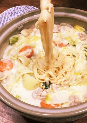 土鍋でスープパスタ-レシピのメイン写真