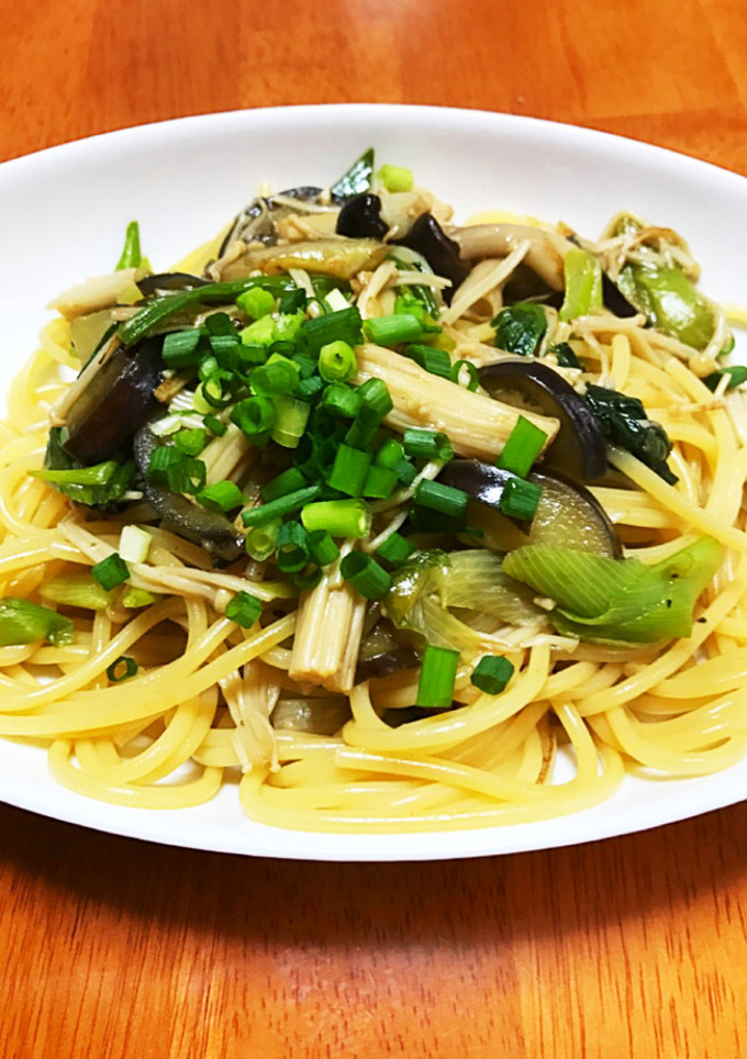 白だしで簡単 きのことなすの和風パスタ-レシピのメイン写真