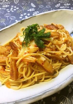 さつま揚げとキムチの和風パスタ-レシピのメイン写真