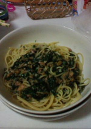 モロヘイヤとなめたけのスパゲティー-レシピのメイン写真