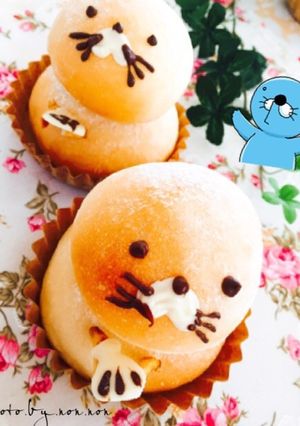 HBで♪ぼのぼのちゃんの雪だるまパン-レシピのメイン写真