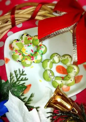 抹茶たまごボーロのクリスマスリース☆-レシピのメイン写真