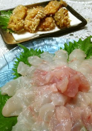 サクサク♪アマダイの皮松笠揚&お刺身-レシピのメイン写真