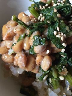 大根の葉の油炒めと納豆のご飯-レシピのメイン写真