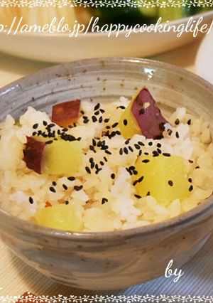 ル・クルーゼでシンプル「さつま芋ごはん」-レシピのメイン写真