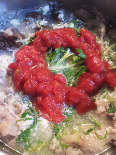 減塩!簡単!豚肉と水菜のトマト豆乳鍋-レシピのメイン写真