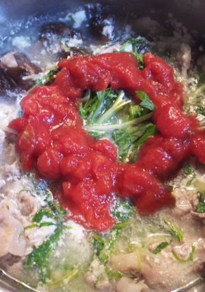 減塩！簡単！豚肉と水菜のトマト豆乳鍋-レシピのメイン写真