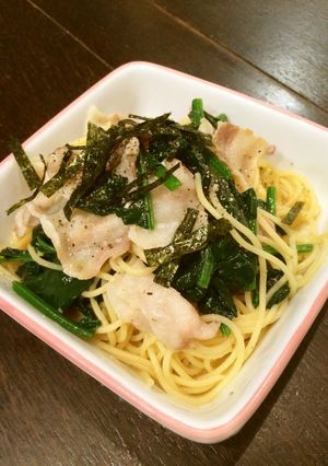 豚バラとほうれん草のガーリックパスタ-レシピのメイン写真