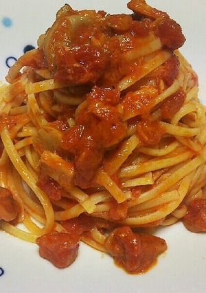 【男の料理】キノコとツナのトマトパスタ-レシピのメイン写真