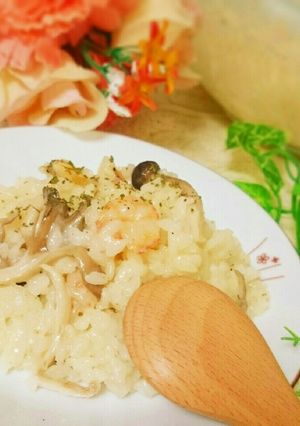 電子レンジで簡単♪きのこクリームリゾット-レシピのメイン写真