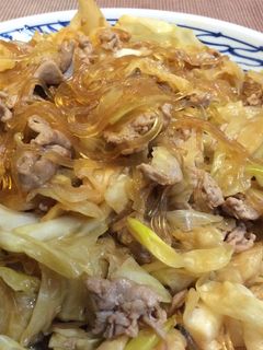 簡単!キャベツたっぷり、春雨、豚肉炒め-レシピのメイン写真